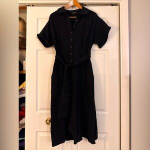 Chic Black Midi Dress with Belt